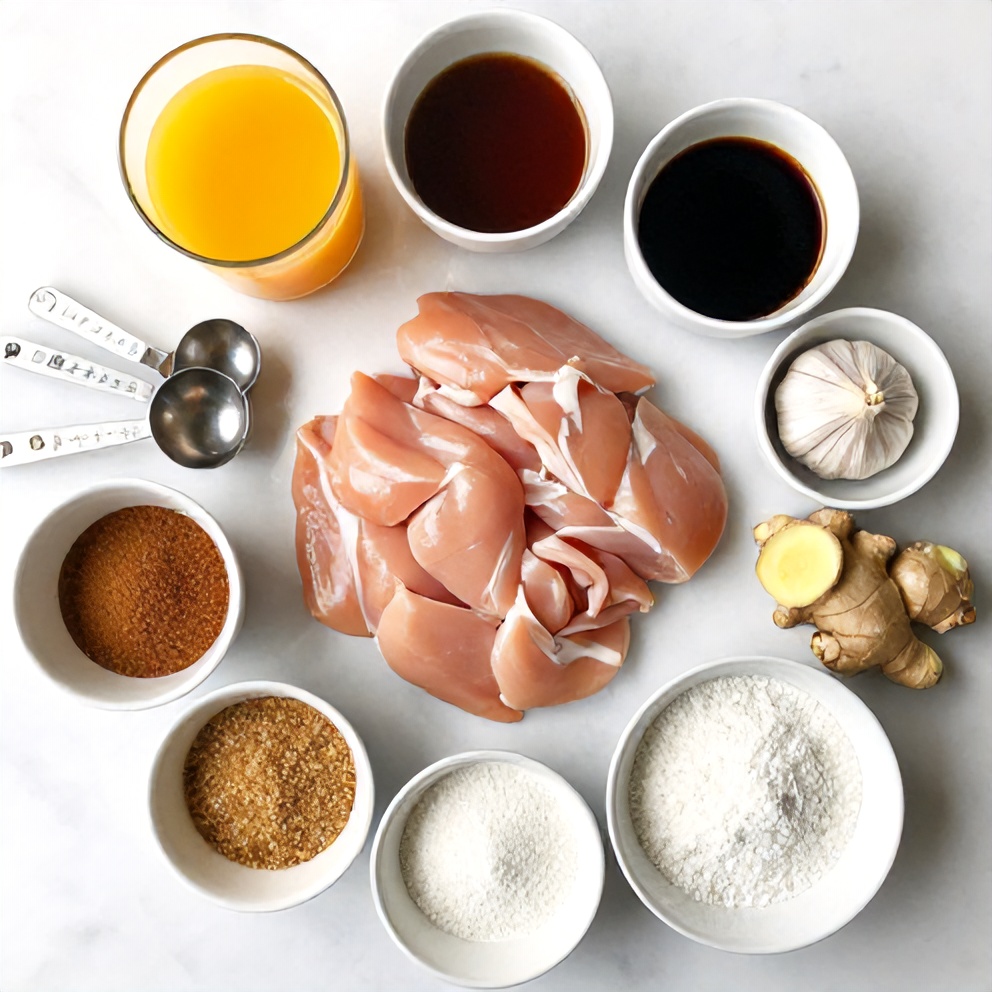 Raw ingredients for Better Than Takeout Orange Chicken