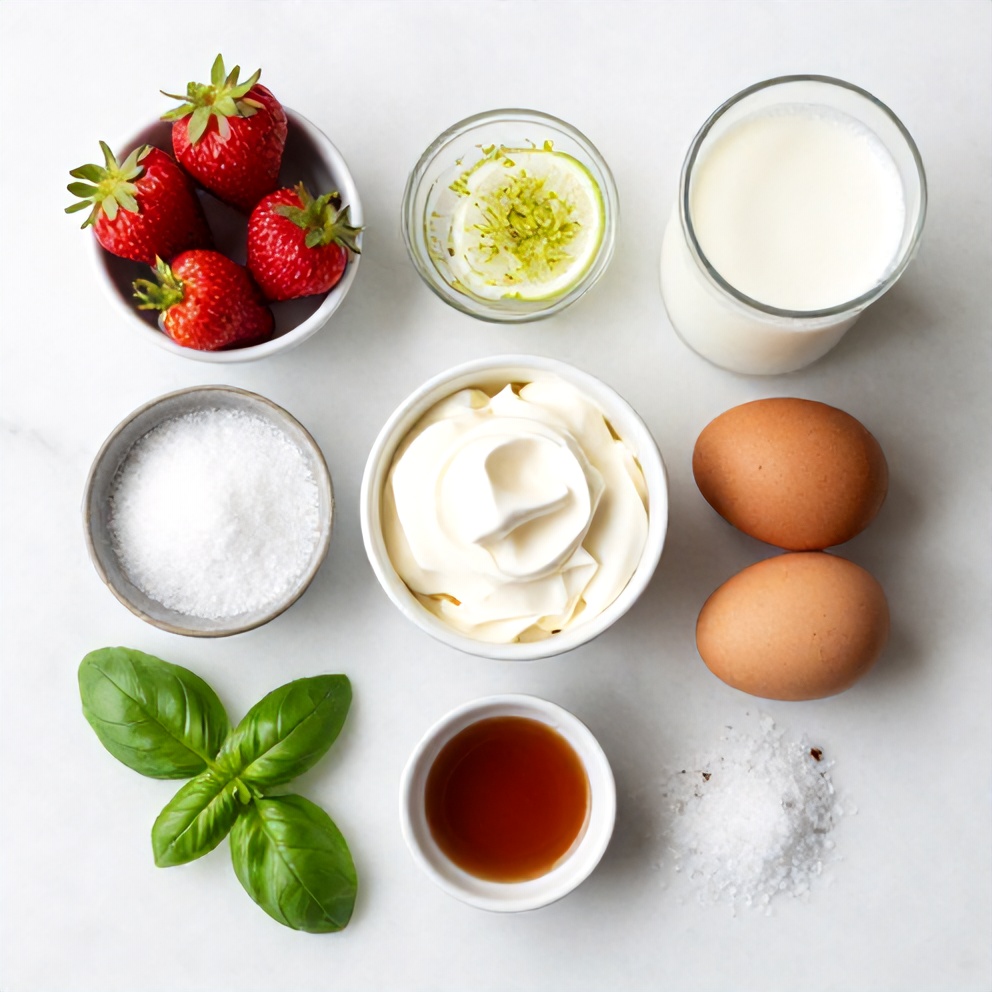 Roasted Strawberry Basil Ice Cream Ingredients