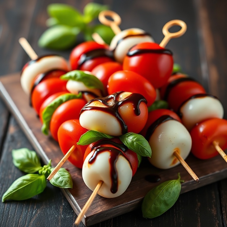 Caprese Skewers With Balsamic Glaze
