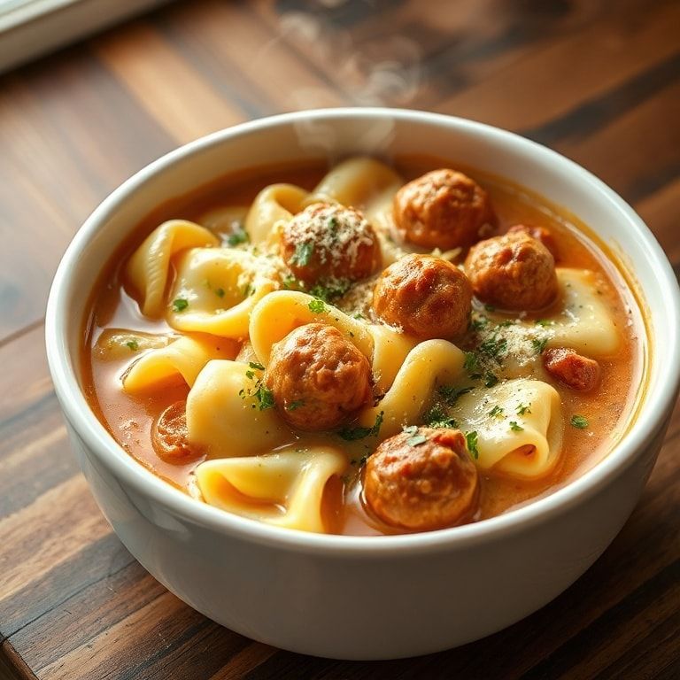 cheesy meatball tortellini soup