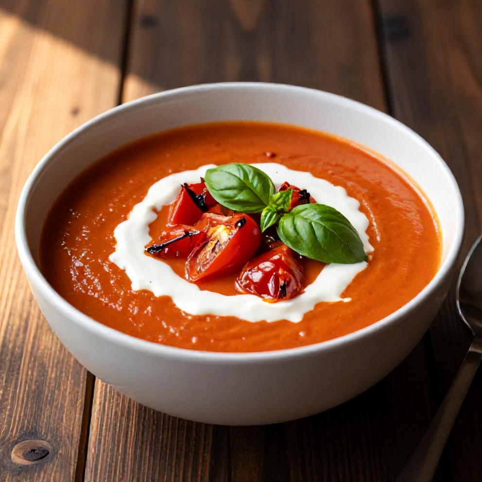 Chilled Roasted Tomato Basil Soup