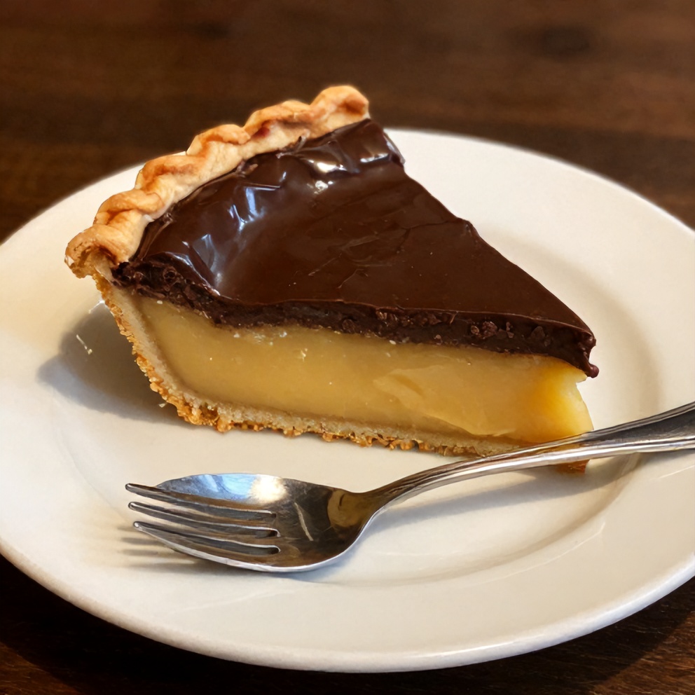 Plated Boston Cream Pie with Vanilla Custard and Chocolate