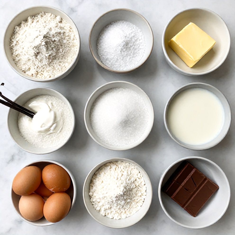 Raw Ingredients for Boston Cream Pie