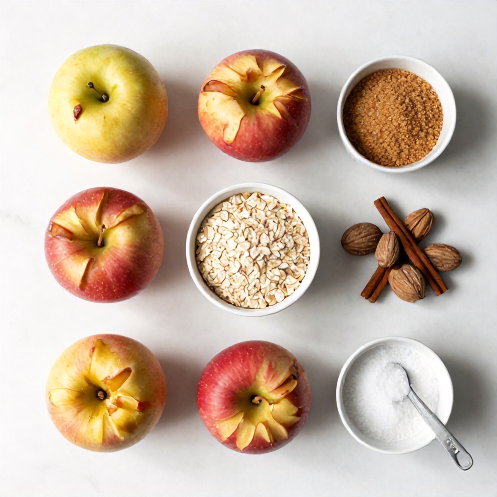 Ingredients for baked apples with oats