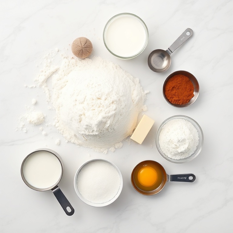 Flour, sugar, yeast, milk, butter, cinnamon, butter, egg, baking powder, salt, all-purpose flour