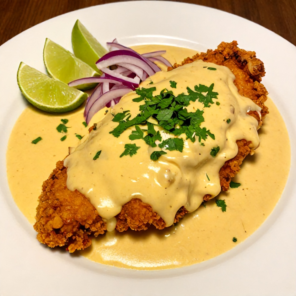Plated Creamy Ají Amarillo Chicken with Easy Pan Sauce