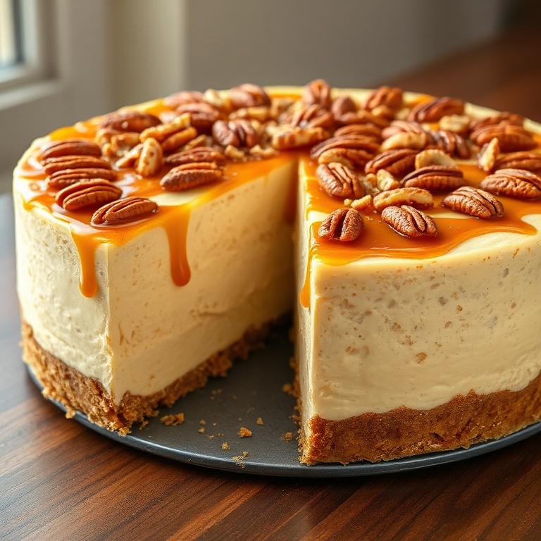 creamy banana caramel nut cheesecake