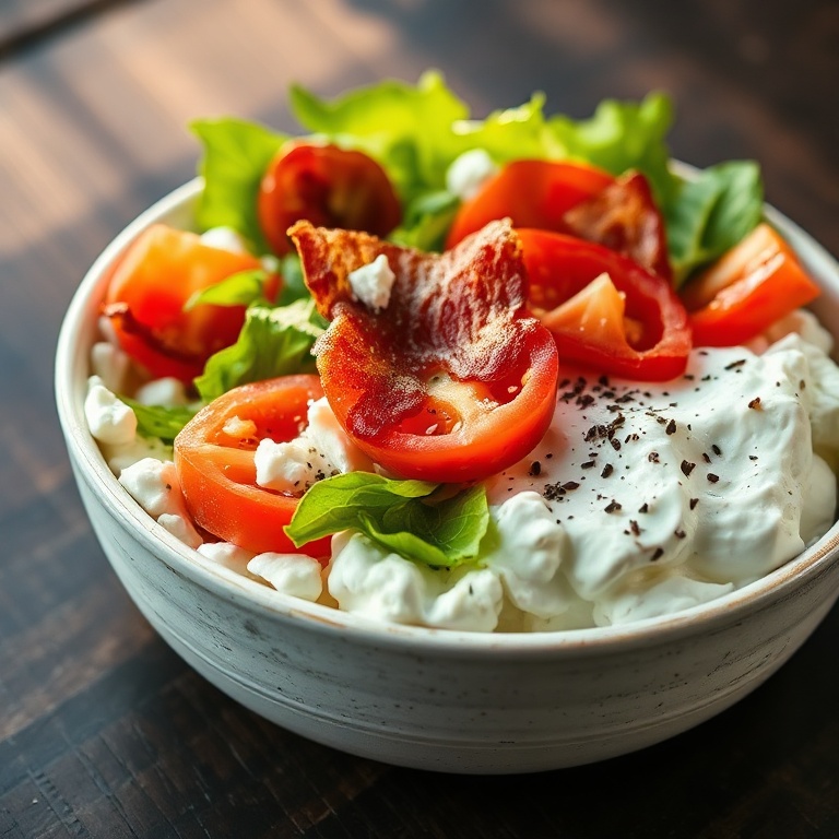 Creamy BLT cottage cheese bowl