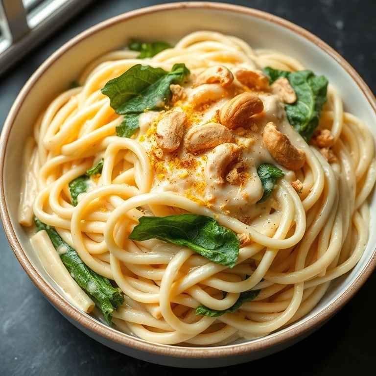 creamy cashew garlic pasta