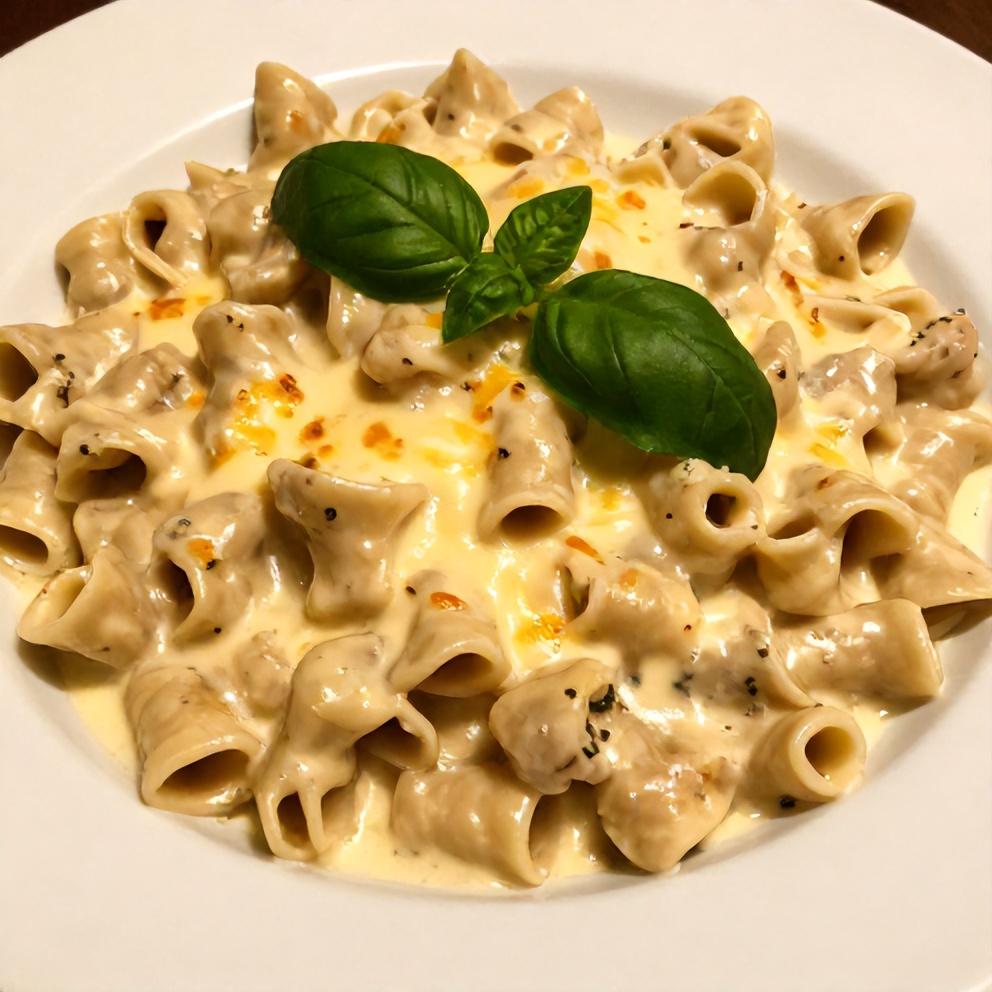 Plated Creamy Chicken Tortellini Dinner