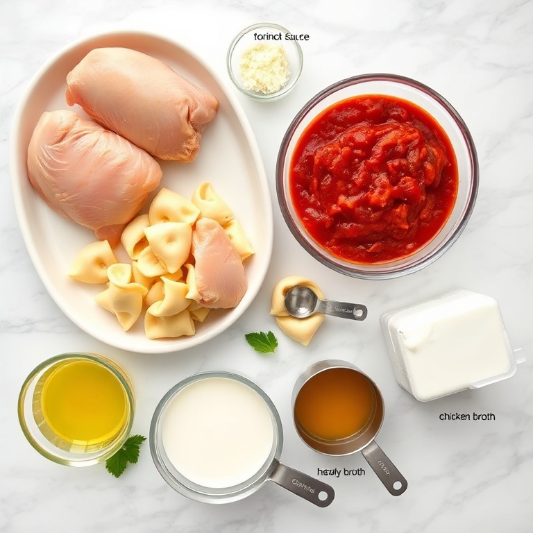 Ingredients for Creamy Chicken Tortellini Soup