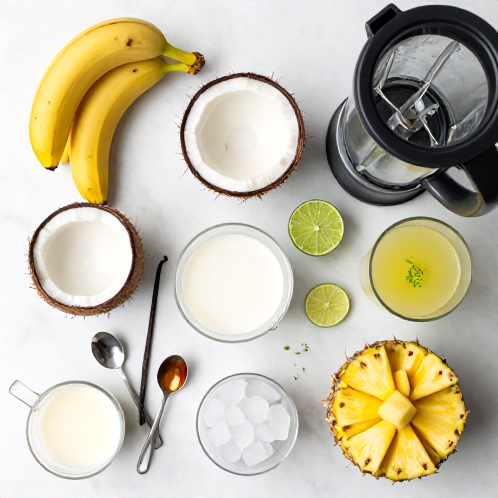 Raw ingredients for Creamy Coconut Key Lime Pie Smoothie