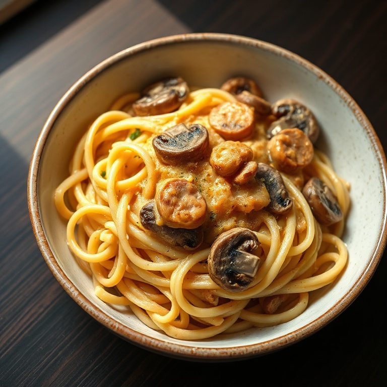 creamy garlic mushroom pasta
