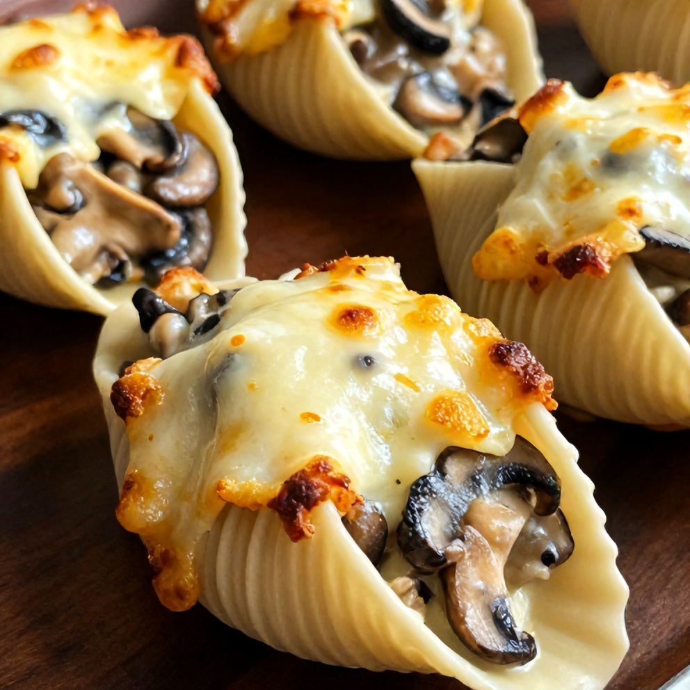 creamy garlic mushroom stuffed shells