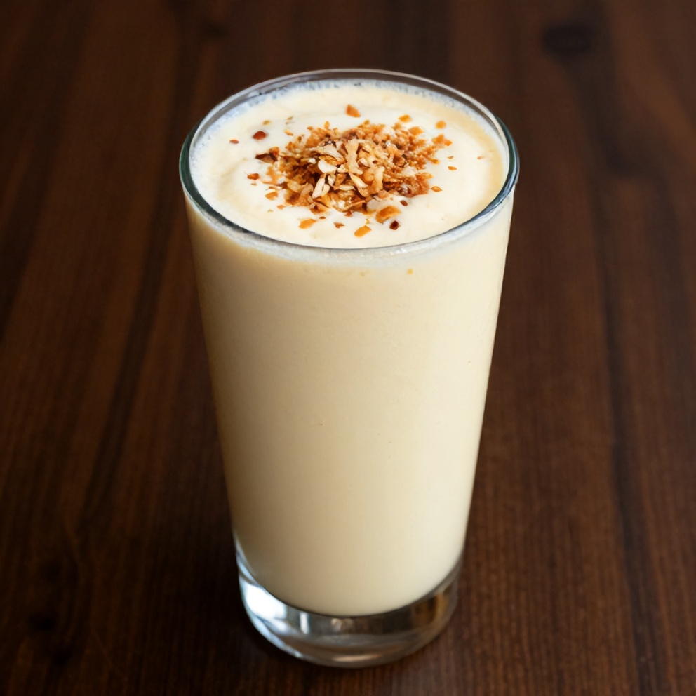 Creamy Mango Coconut Protein Shake in Glass