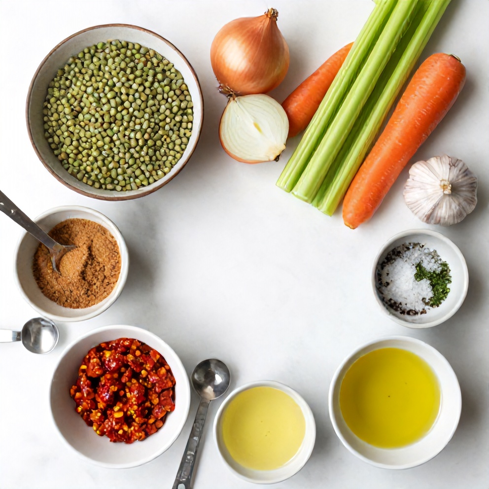 Ingredients for Creamy Moroccan Harissa Lentil Soup