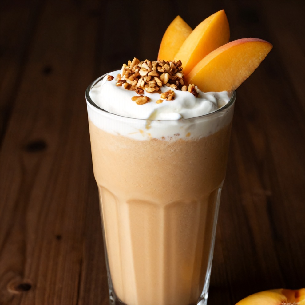 Creamy Peach Protein Shake ready to serve