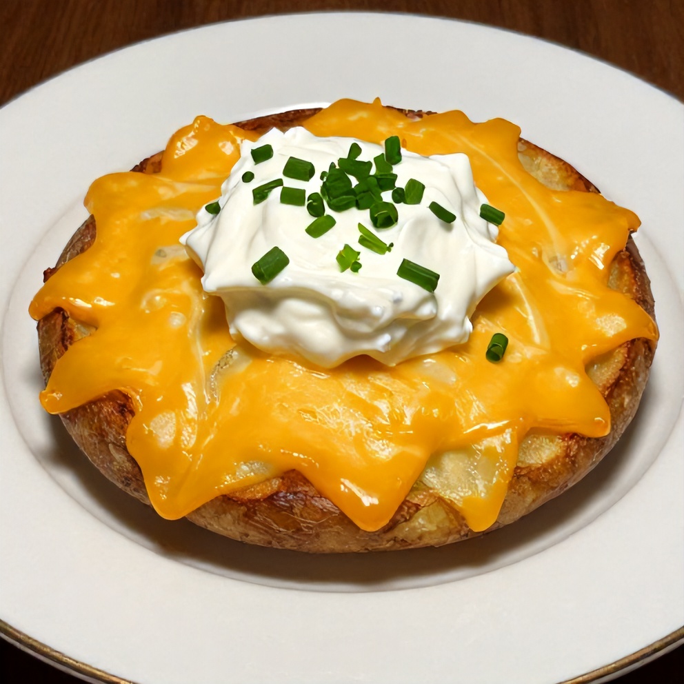 Plated crispy baked potato skins with cheddar and Greek yogurt