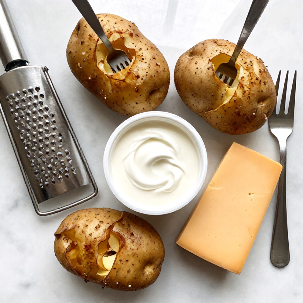 Raw ingredients for crispy baked potato skins