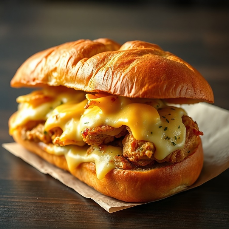 Crispy Cheesy Chicken Garlic Bread Sandwich