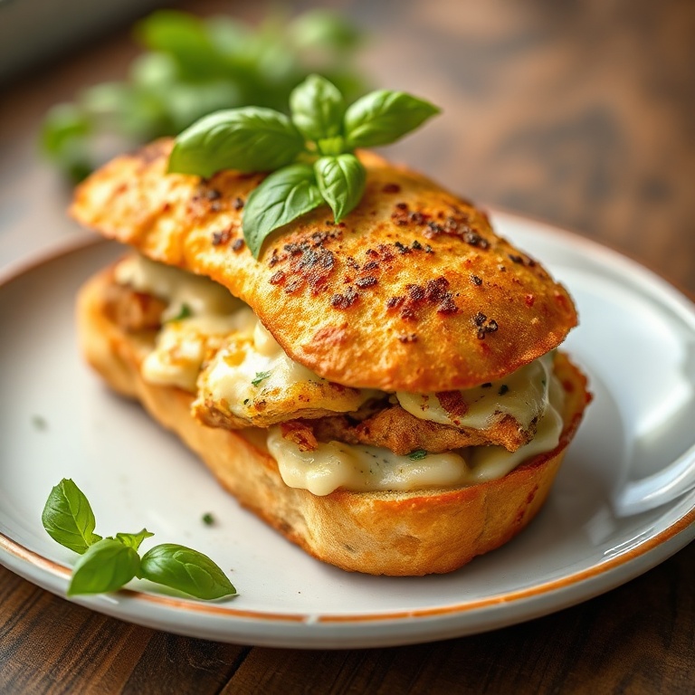 Crispy Cheesy Chicken Garlic Bread Sandwich