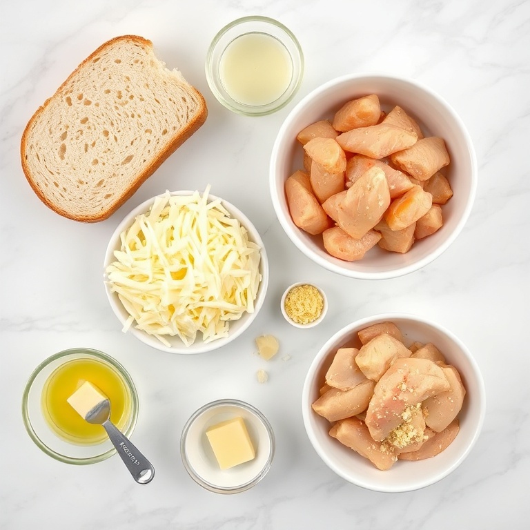 Ingredients for Crispy Cheesy Chicken Garlic Bread Sandwich
