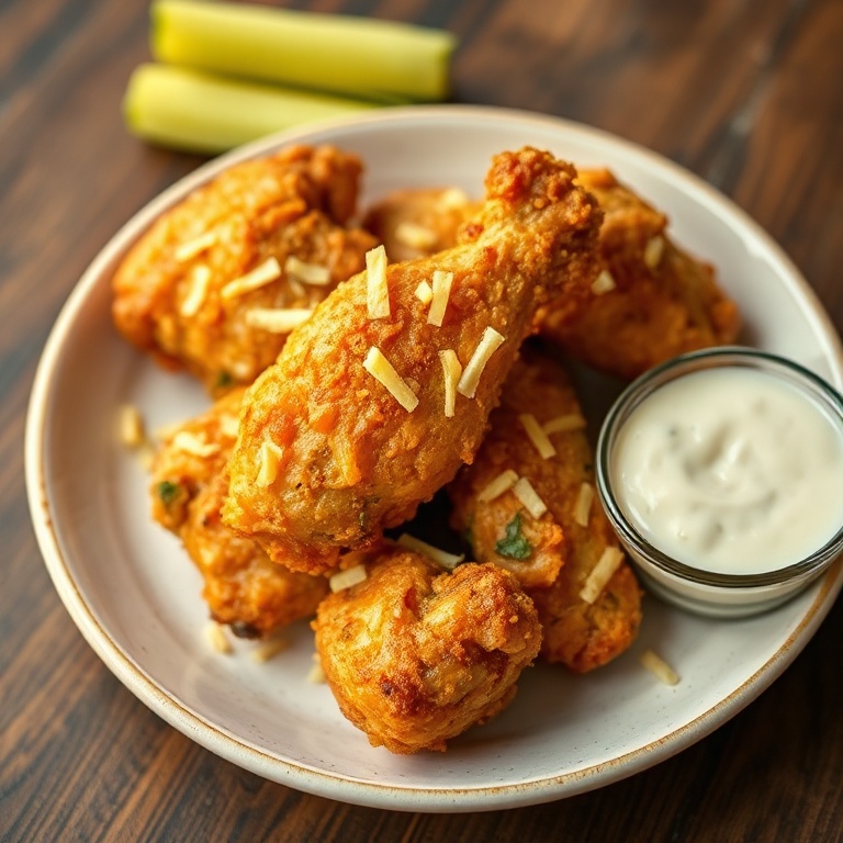Crispy Dill Pickle Chicken Wings with golden crust and tangy flavor. Perfect for game night or dinner.