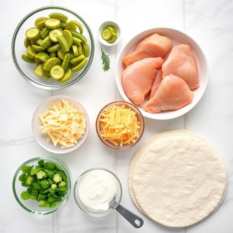 Ingredients for Crispy Dill Pickle Ranch Chicken Tacos