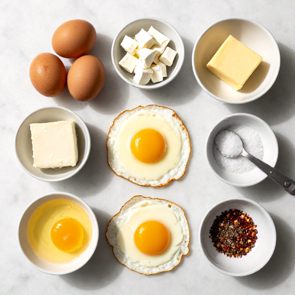 Ingredients for Crispy Feta Fried Eggs