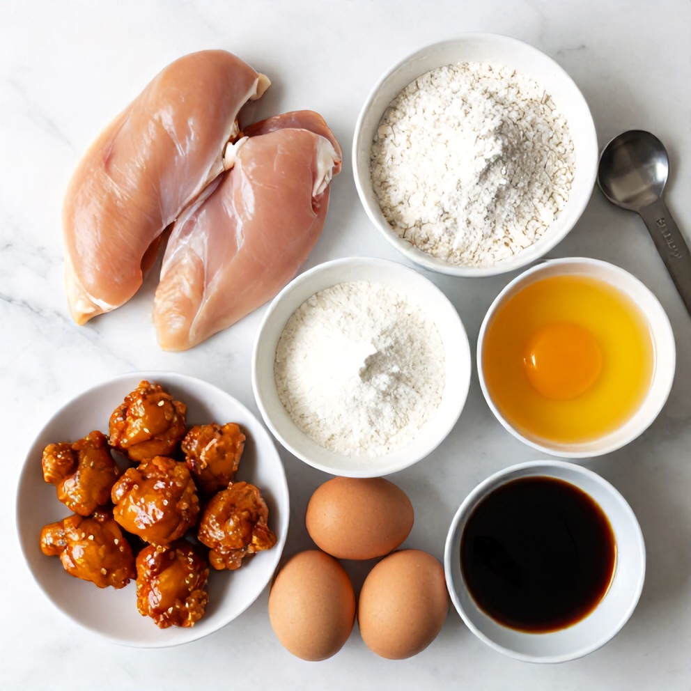 Raw ingredients for Crispy Gluten-Free Orange Chicken