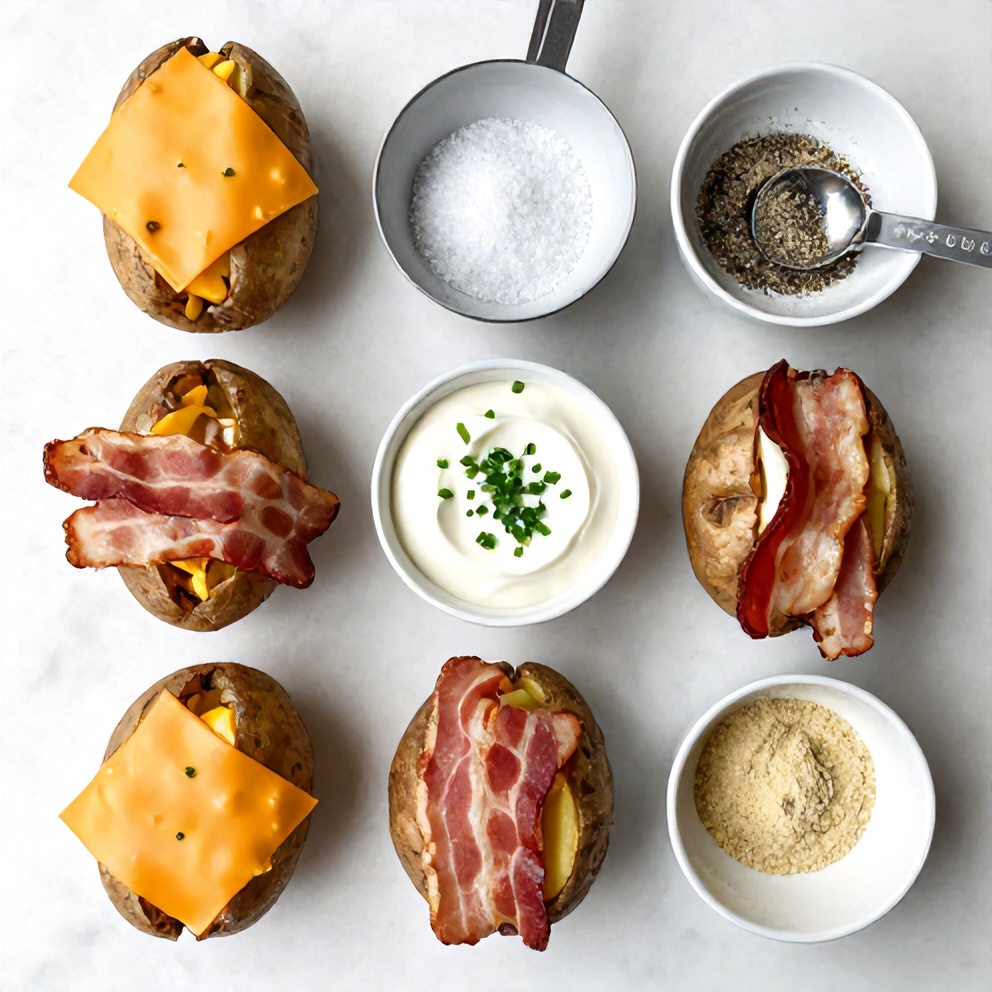 Raw ingredients for crispy loaded baked potatoes