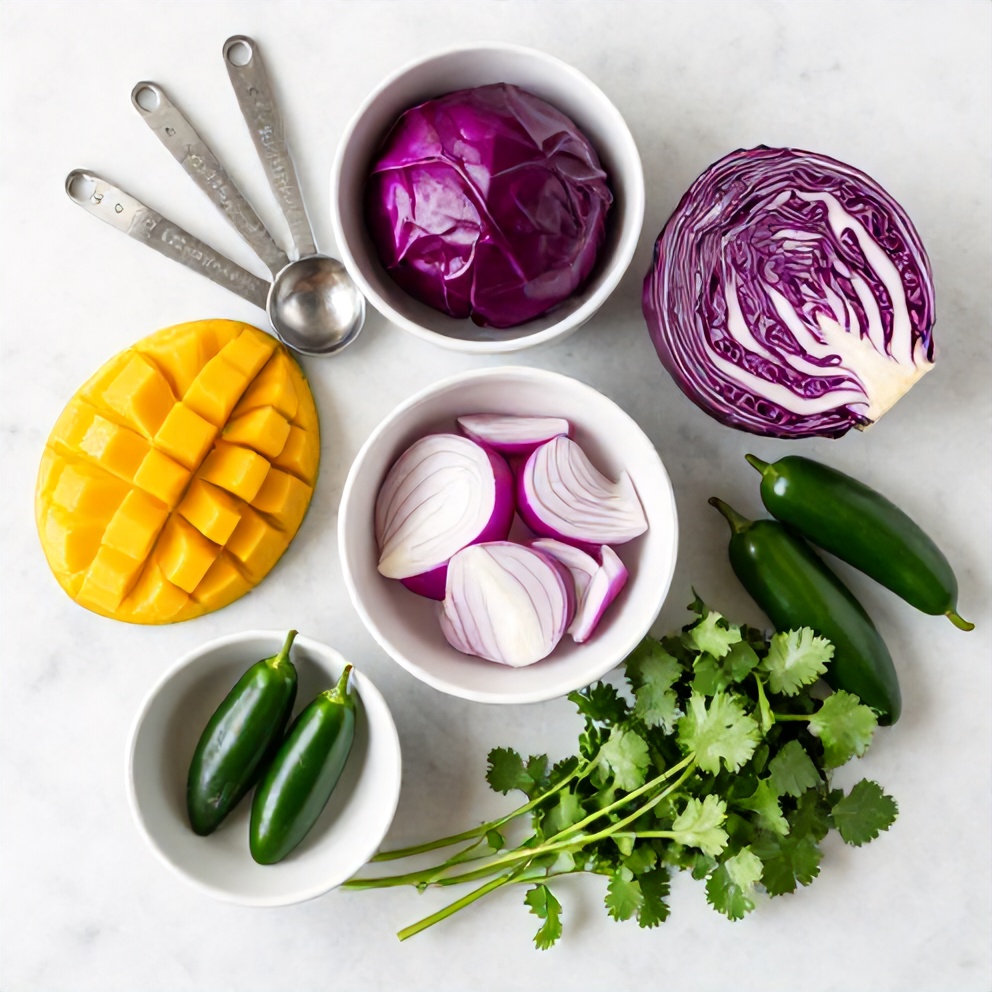 Raw Ingredients for Mango Slaw