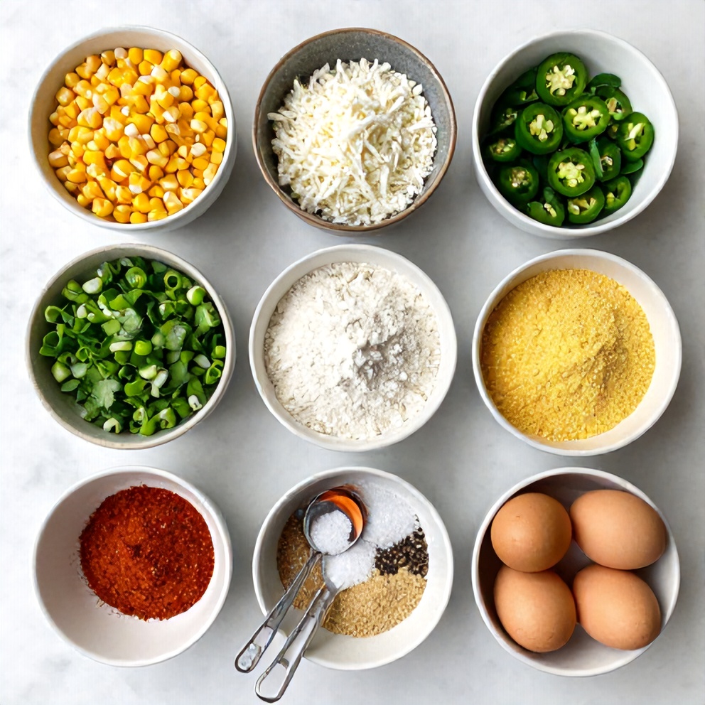 Raw ingredients for Mexican Street Corn Fritters