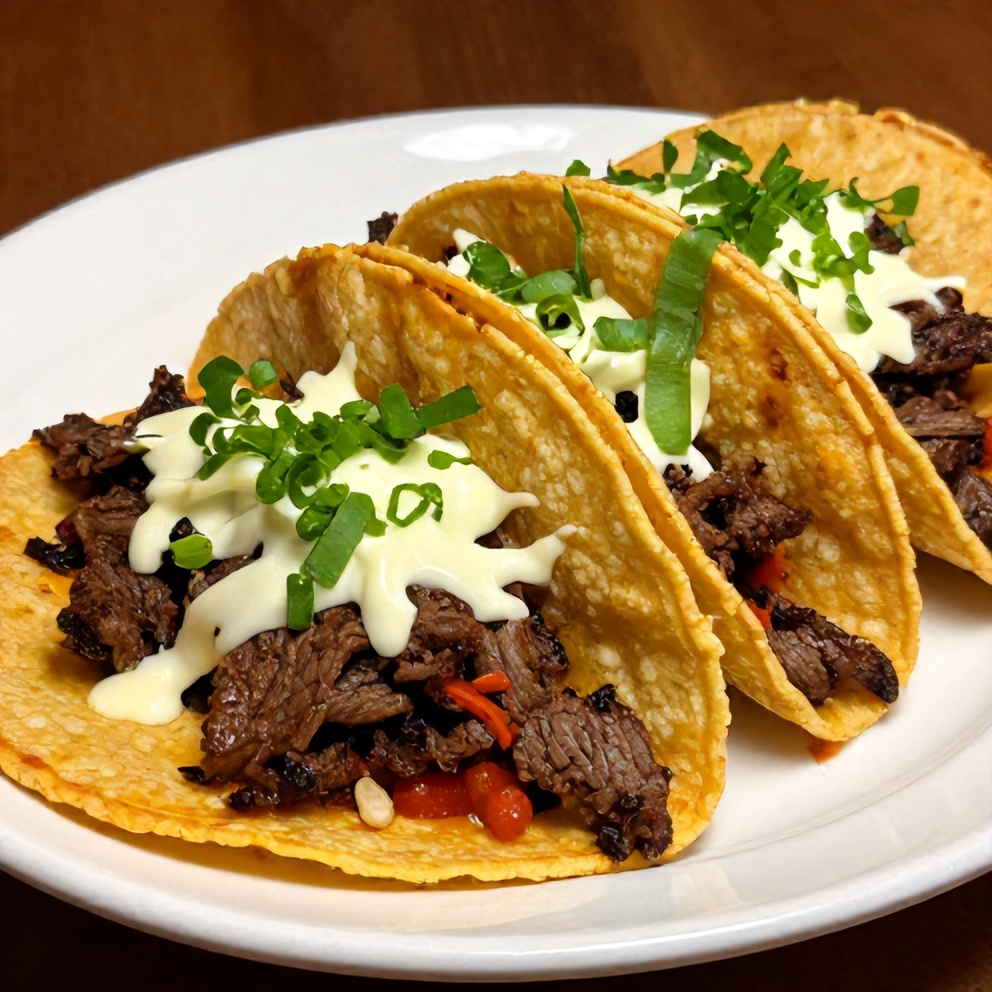 Plated Pot Birria Tacos with crispy tortillas, juicy beef, and fresh toppings