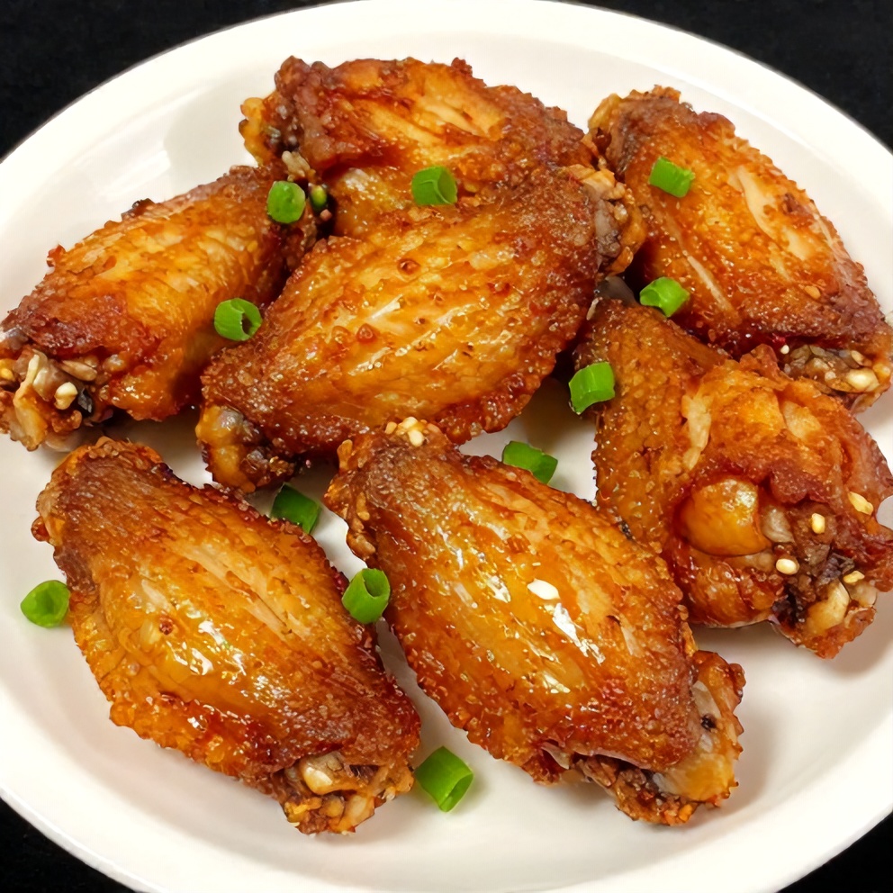 Plated serving of Crispy Spicy Oven Baked Chicken Wings on a white plate