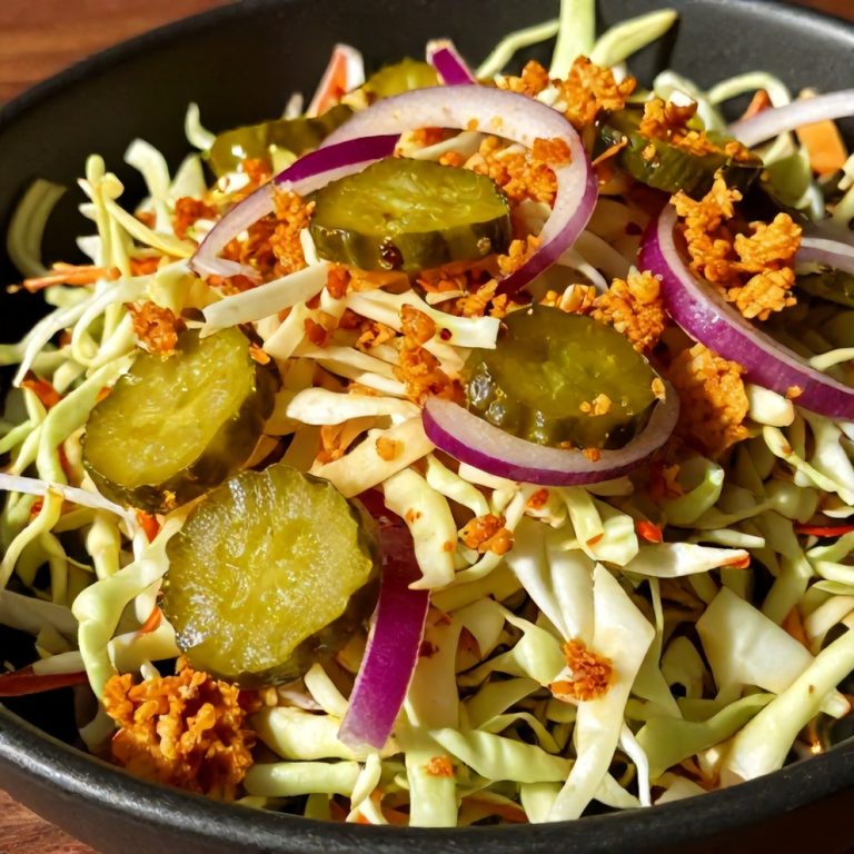 crispy sweet and spicy pickle slaw