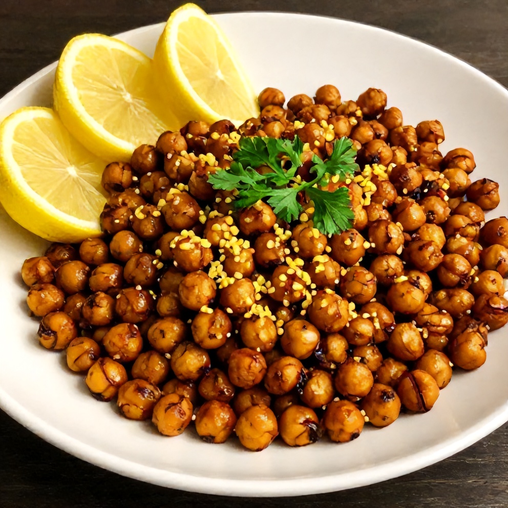 Plated Za’atar Roasted Chickpeas with Lemon Zest