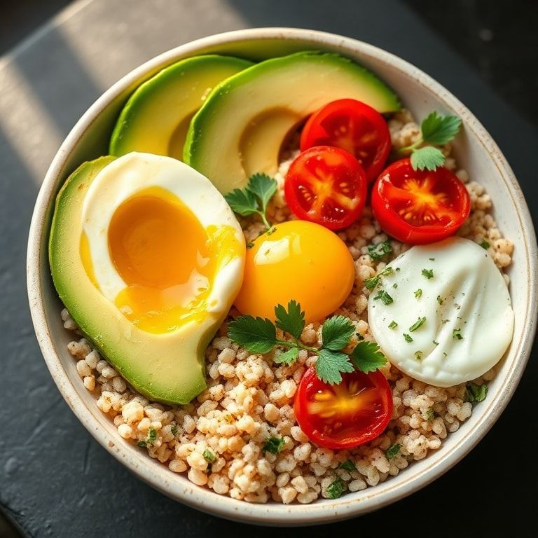 easy avocado egg quinoa bowl