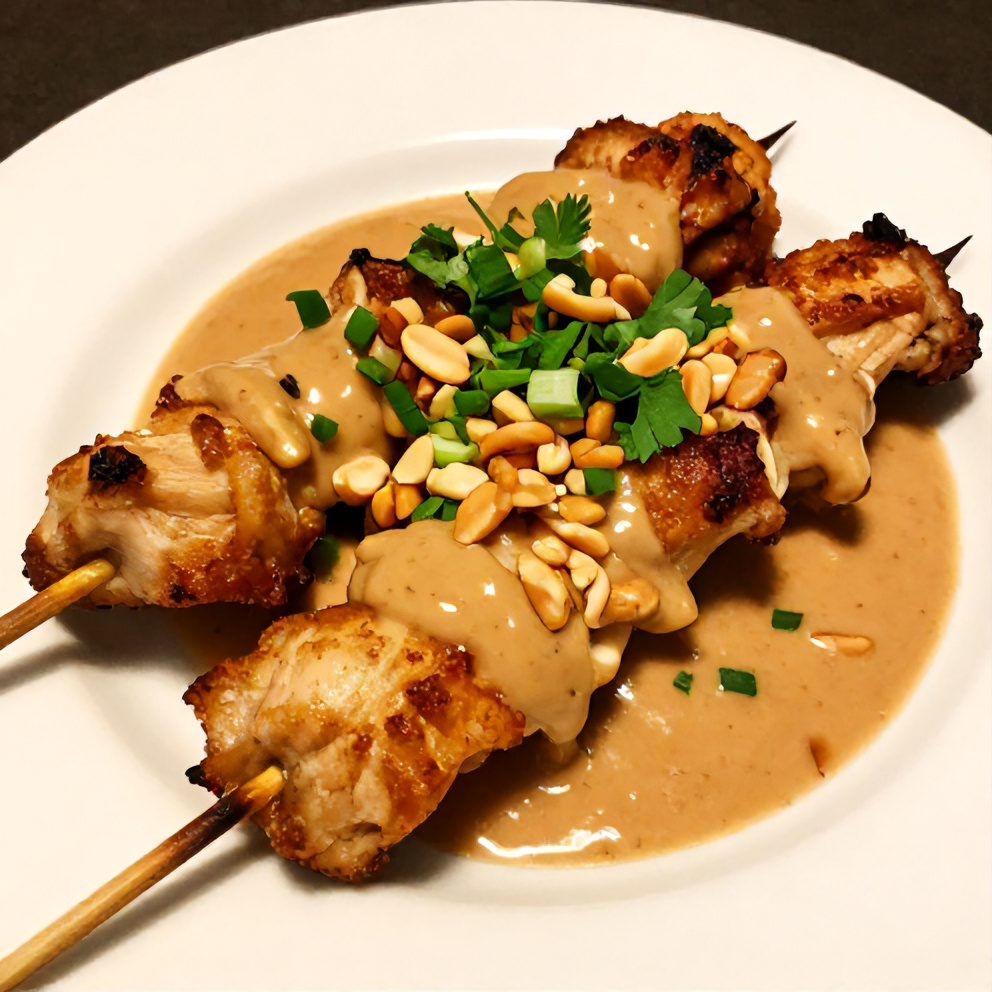 Lemongrass Chicken Skewers with Peanut Sauce