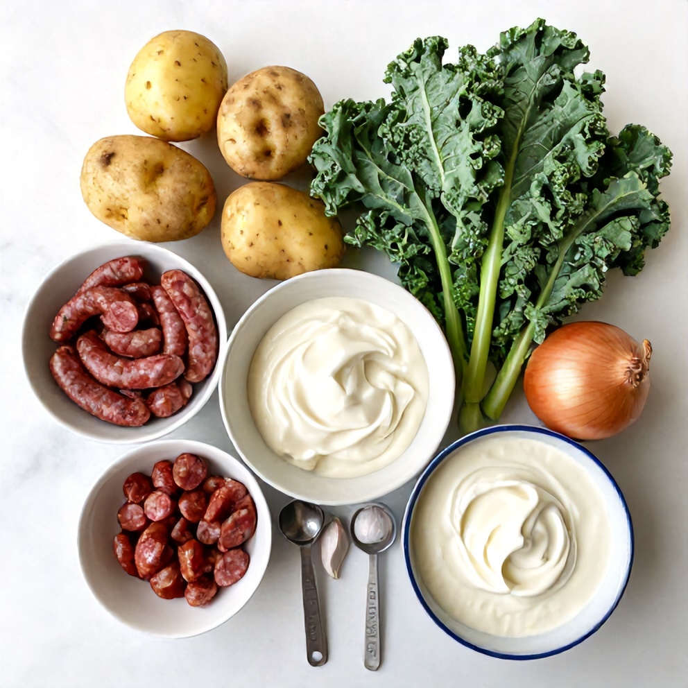 Raw Ingredients for Zuppa Toscana Casserole