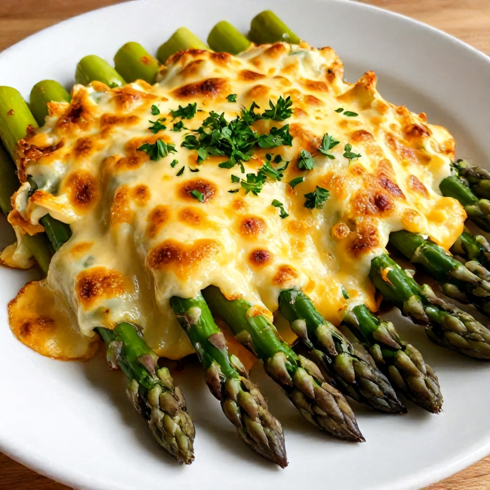 Plated Cheesy Asparagus Casserole