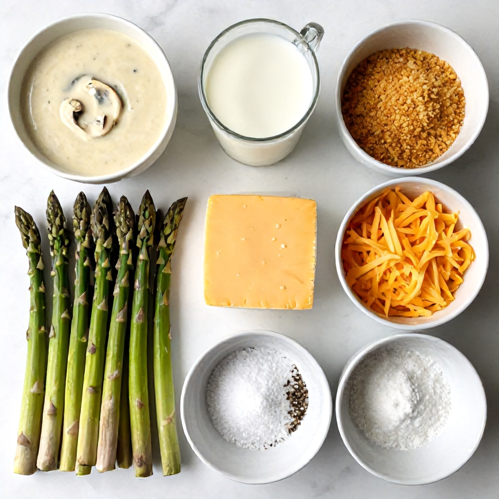 Raw Ingredients for Cheesy Asparagus Casserole