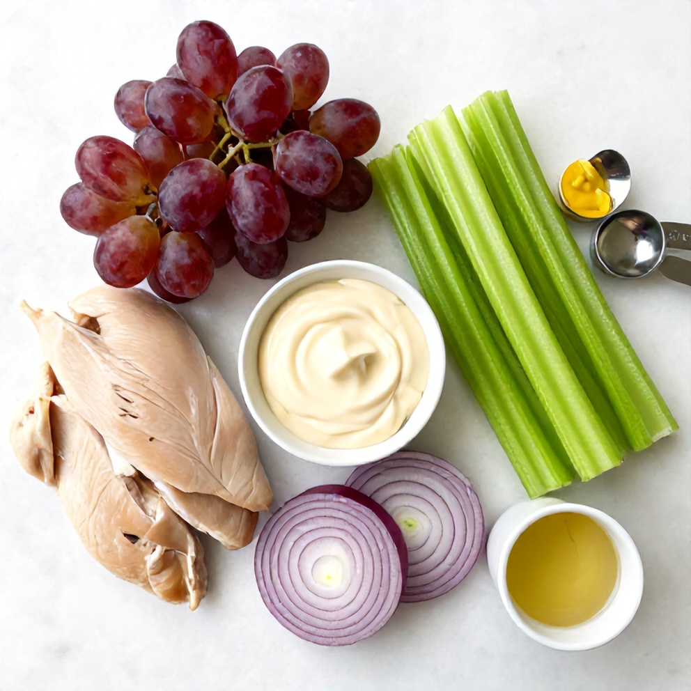 Raw ingredients for Easy Chicken Grape Salad