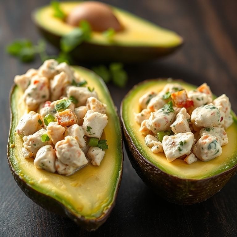 easy chicken salad stuffed avocado