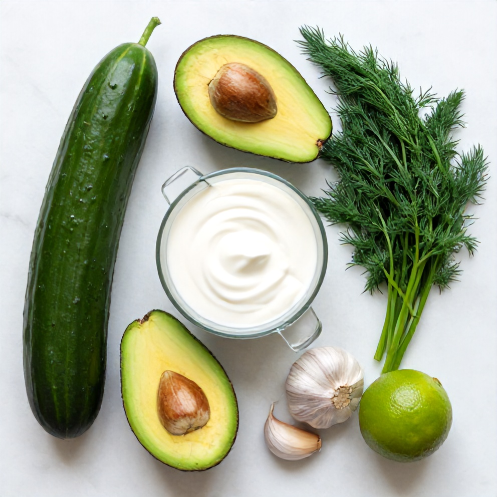 Raw Ingredients for Cucumber Avocado Soup