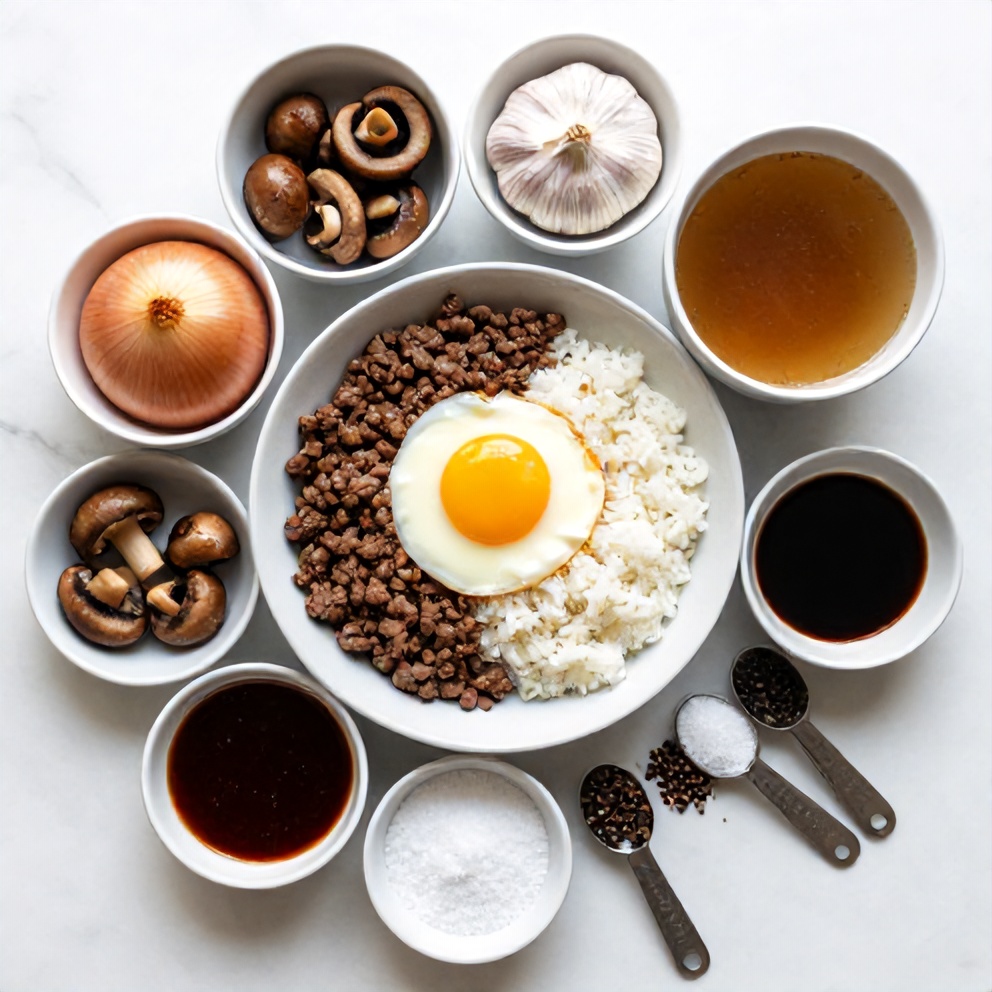 Raw ingredients for Hawaiian Loco Moco
