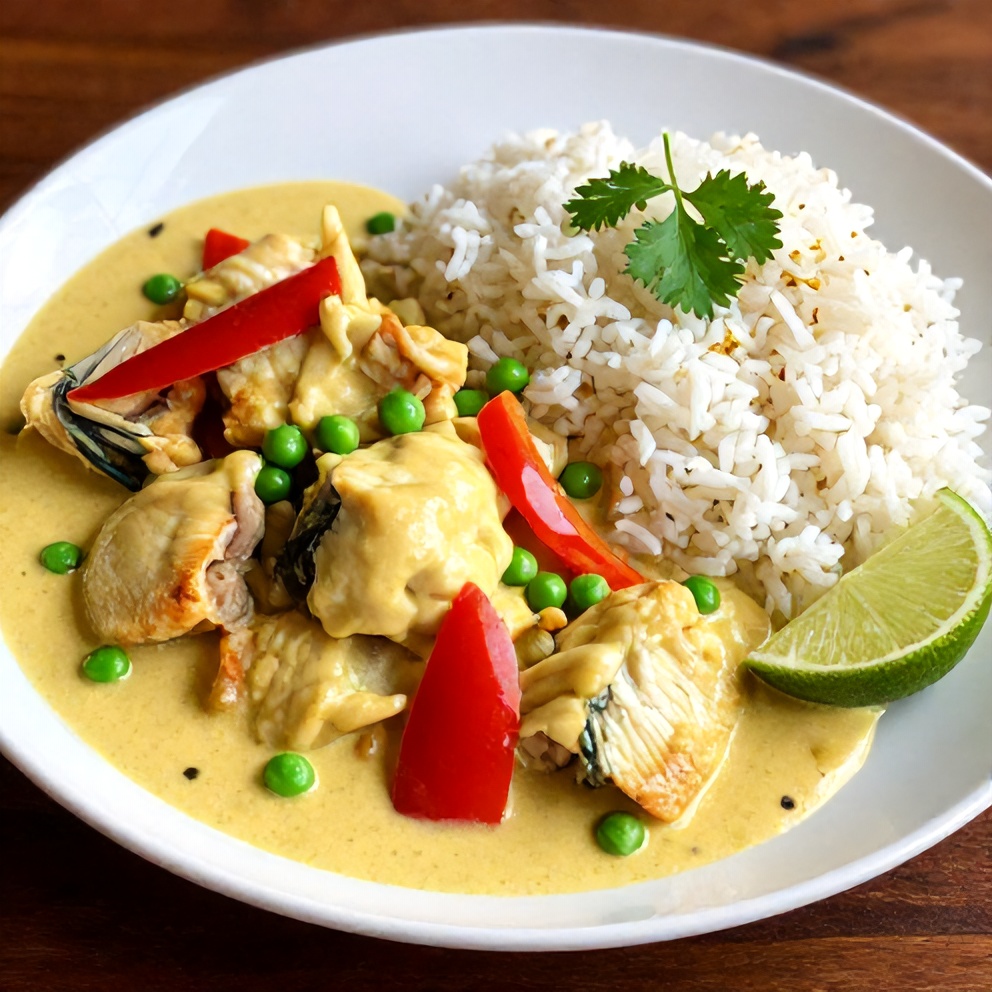 Coconut Lime Fish Curry with Jasmine Rice