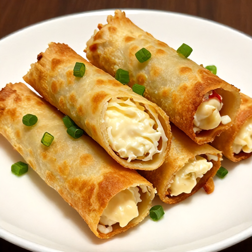 Plated Crab Rangoon Pinwheels with green onions
