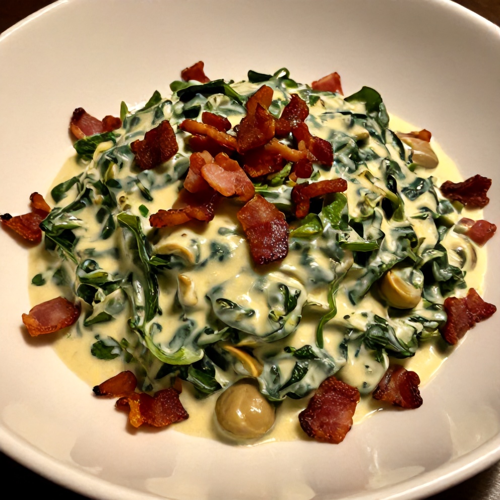 Plated Creamed Spinach and Artichokes
