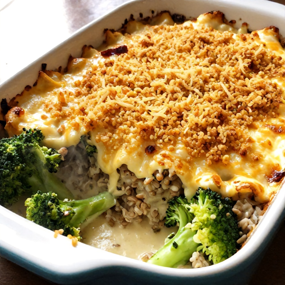 Easy Creamy Broccoli Quinoa Bake